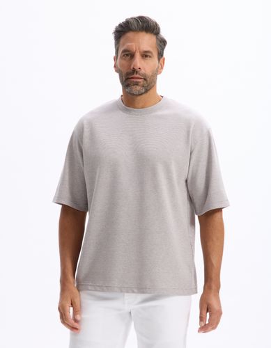 T-shirt oversize col rond rayé - taupe - camaieu - Modalova