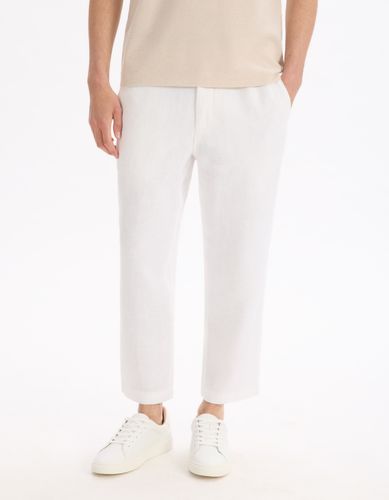 Pantalon straight 100% lin 7/8ème - camaieu - Modalova