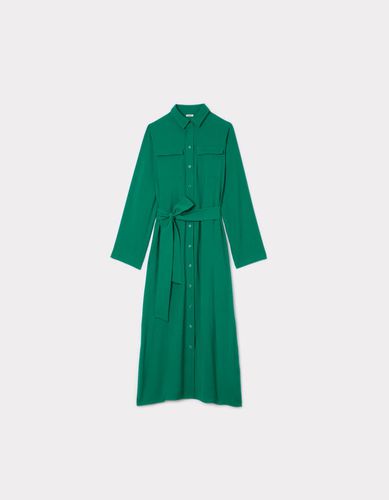 Robe chemise à ceinture - vert émeraude - camaieu - Modalova