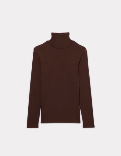 Sous pull maille fine 100% laine à col roulé - marron foncé - celio - Modalova