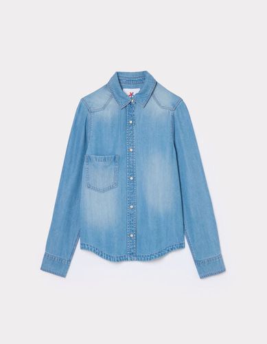 Chemise droite en denim - bleu - camaieu - Modalova