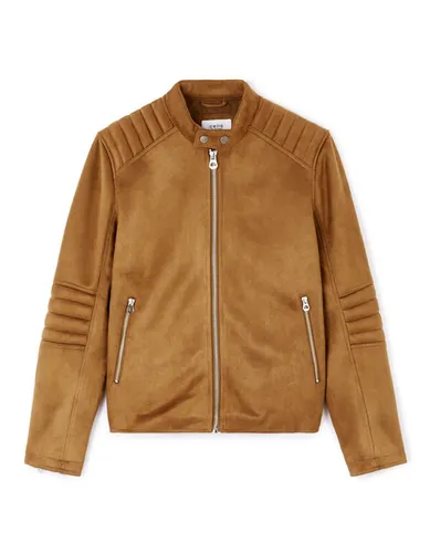 Blouson biker faux daim - marron - camaieu - Modalova