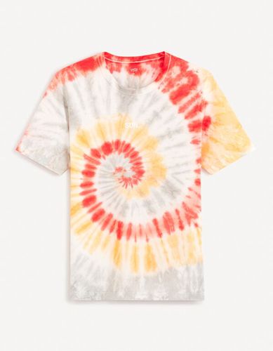 T-shirt col rond 100% coton - orange - celio - Modalova