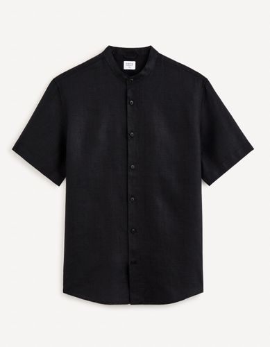 Chemise col mao regular 100% lin - noir - celio - Modalova
