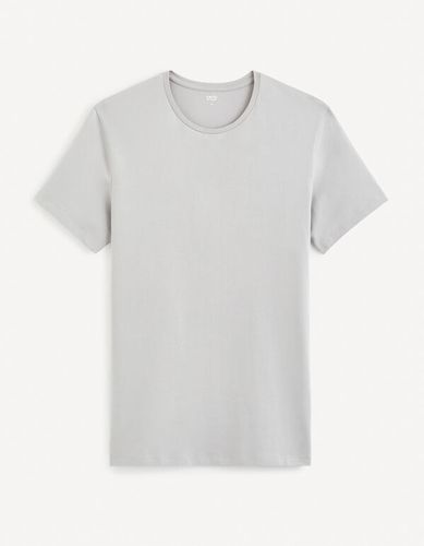 T-shirt col rond coton stretch - gris - celio - Modalova