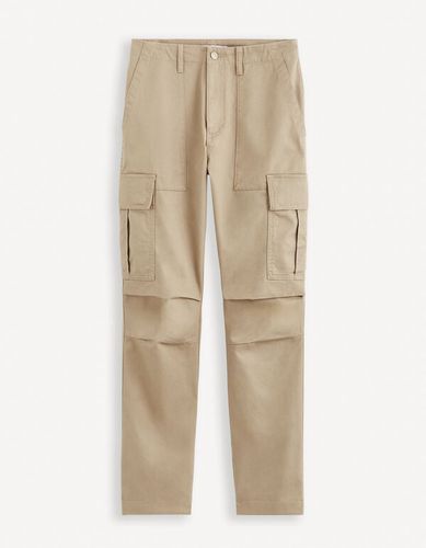 Pantalon cargo en coton - beige - celio - Modalova