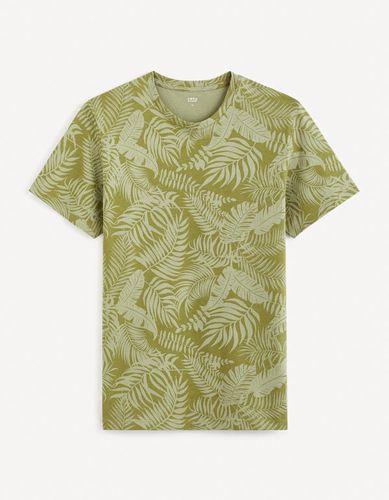 T-shirt col rond imprimé en coton - kaki - celio - Modalova
