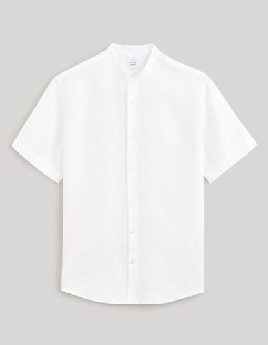Chemise col mao regular 100% lin - blanc - celio - Modalova