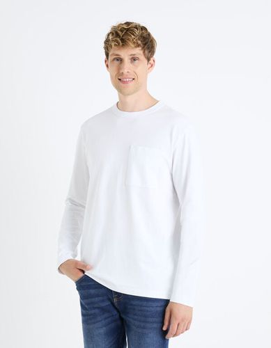 T-shirt col rond 100% coton - blanc - celio - Modalova