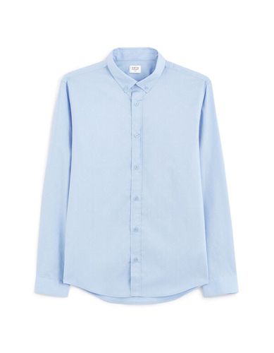 Chemise slim en coton - bleu clair - camaieu - Modalova