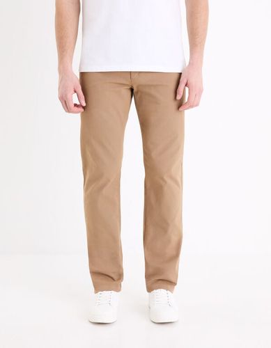 Pantalon chino straight coton stretch - beige - celio - Modalova