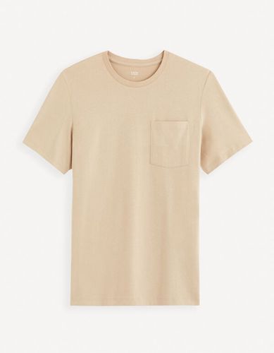 T-shirt straight 100% coton - taupe clair - celio - Modalova