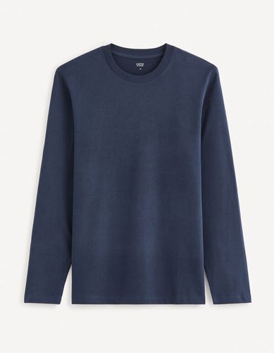 T-shirt col rond 100% coton -marine - celio - Modalova