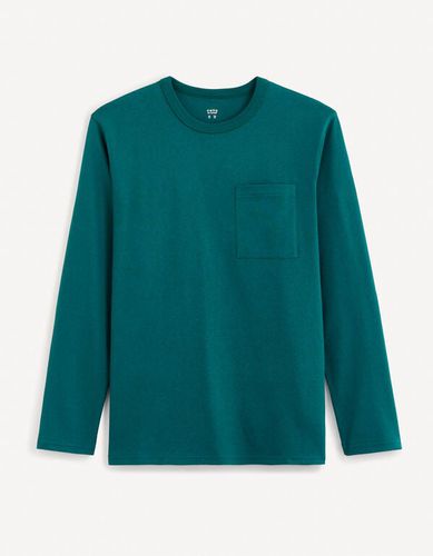 T-shirt col rond 100% coton - vert - celio - Modalova