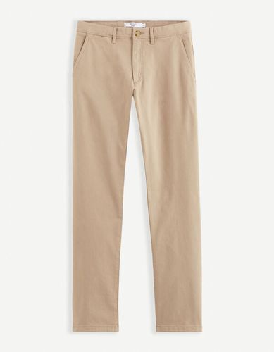 Pantalon chino straight coton stretch - beige - celio - Modalova