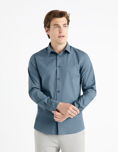 Chemise slim coton stretch - bleu - celio - Modalova