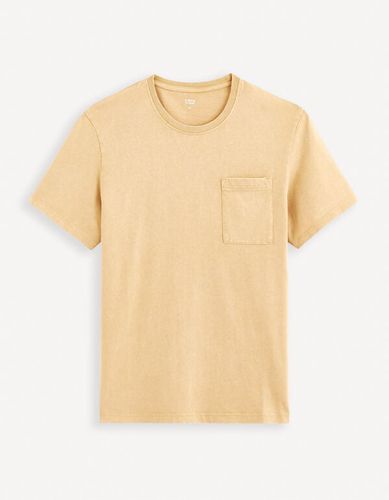T-shirt col rond 100% coton - jaune - celio - Modalova