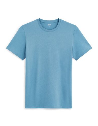 T-shirt straight col rond 100% coton - bleu - celio - Modalova