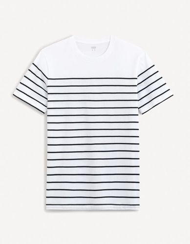 T-shirt rayé en coton - blanc - celio - Modalova