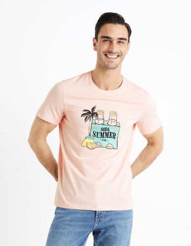 T-shirt col rond 100% coton - rose - celio - Modalova