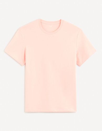 T-shirt col rond 100% coton - rose - celio - Modalova