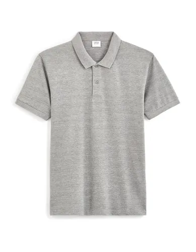 Polo piqué straight en coton - gris - camaieu - Modalova