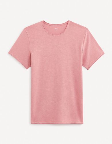 T-shirt à col rond en coton - rose - celio - Modalova