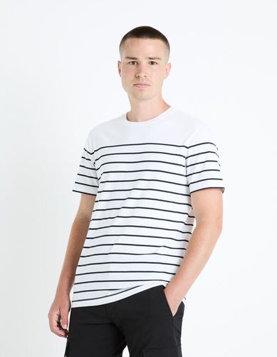 T-shirt col rond 100% coton -blanc - celio - Modalova