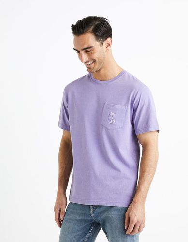 T-shirt col rond 100% coton - violet - celio - Modalova