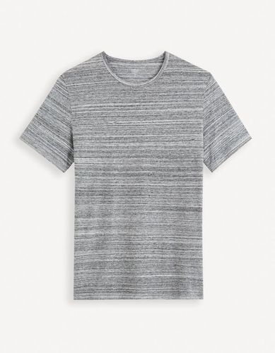T-shirt chiné à coupe droite et col rond - gris - celio - Modalova