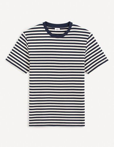 T-shirt col rond rayé - marine - celio - Modalova