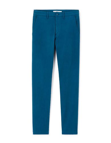 Pantalon slim en coton stretch - bleu - camaieu - Modalova