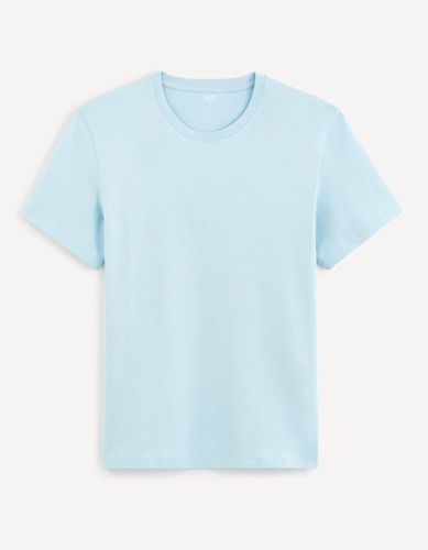 T-shirt col rond en coton - bleu - celio - Modalova