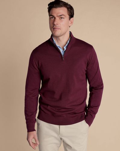 Pull À Col Zippé En Mérinos - Bordeaux en par - Charles Tyrwhitt - Modalova