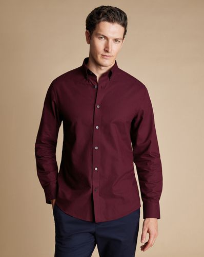 Chemise En Sergé De Coton Brossé À Col Boutonné - Foncé par - Charles Tyrwhitt - Modalova