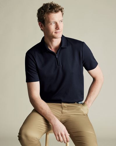 Polo Performance Texturé À Col À Fermeture Éclair - par - Charles Tyrwhitt - Modalova