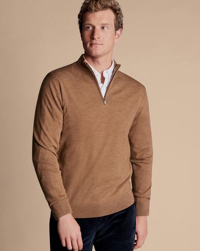 Pull À Col Zippé En Mérinos - Sable en par - Charles Tyrwhitt - Modalova