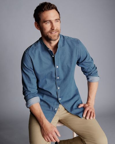 Chemise En Denim Sans Col - Océan par - Charles Tyrwhitt - Modalova