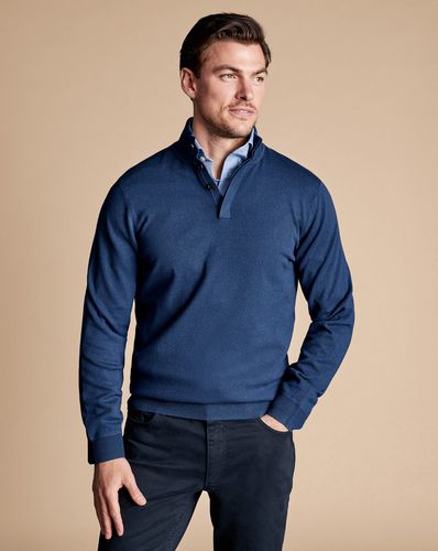 Pull À Col Boutonné En Cachemire Mérinos - Indigo par - Charles Tyrwhitt - Modalova