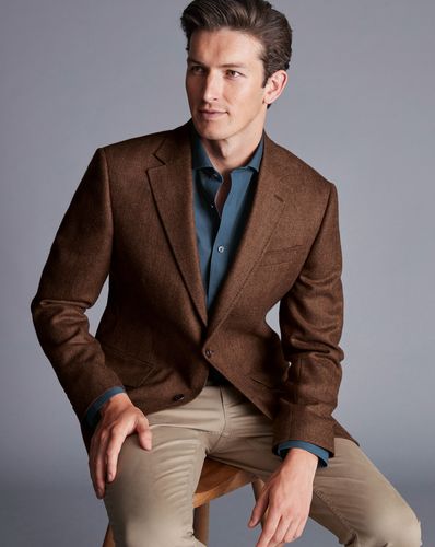 Veste Texturée En Laine À Motif Chevrons - Toffee en par - Charles Tyrwhitt - Modalova