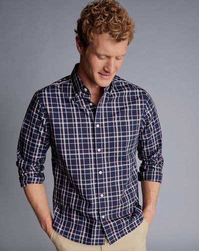 Chemise À Carreaux En Popeline Extensible À Col Boutonné Sans Repassage - par - Charles Tyrwhitt - Modalova