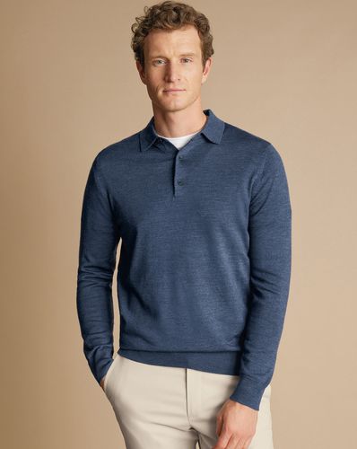 Pull En Laine Mérinos À Col Polo - Indigo en par - Charles Tyrwhitt - Modalova