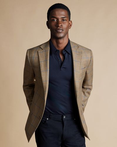 Veste En Laine Texturée À Carreaux - Taupe en par - Charles Tyrwhitt - Modalova