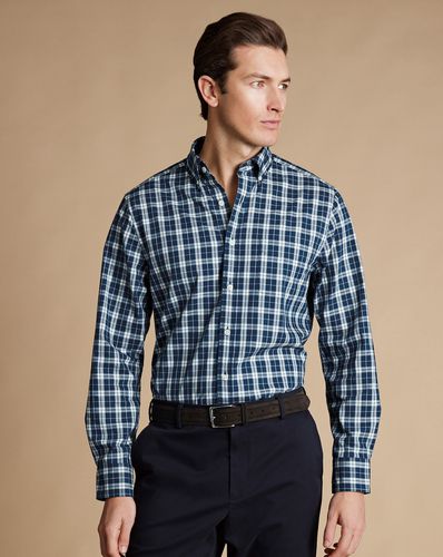 Chemise À Carreaux En Popeline Extensible À Col Boutonné Sans Repassage - par - Charles Tyrwhitt - Modalova