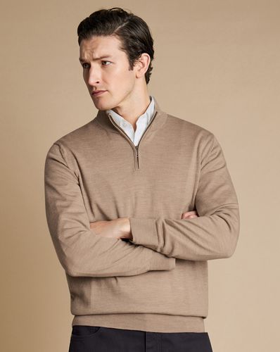 Pull À Col Zippé En Mérinos - Grège en par - Charles Tyrwhitt - Modalova