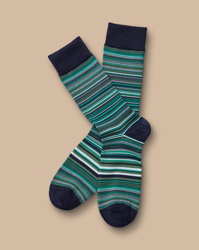 Chaussettes À Rayures Multicolore - Sarcelle par - Charles Tyrwhitt - Modalova