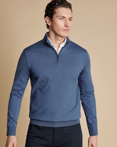 Pull À Col Zippé En Mérinos - Acier par - Charles Tyrwhitt - Modalova