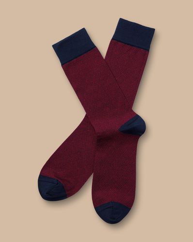 Chaussettes À Motif Chevrons - Rouge Et Marine par - Charles Tyrwhitt - Modalova