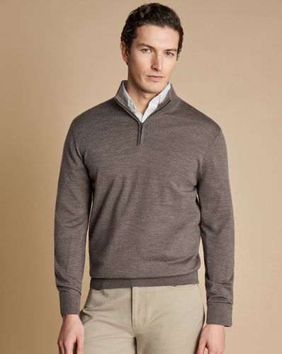 Pull À Col Zippé En Mérinos - Moka en par - Charles Tyrwhitt - Modalova