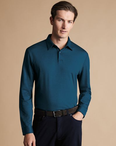 Polo Smart En Jersey À Manches Longues - Turquoise par - Charles Tyrwhitt - Modalova